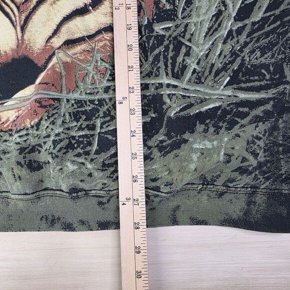 Vintage Fruit Of The Loom Sweatshirt Mens 2XL Tiger Graphic Crewneck AOP Grass - Picture 9 of 9